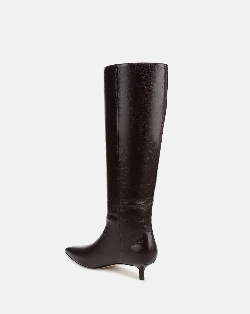 Veronica Beard | Lisa Kitten-Heel Boot in Dark Raisin Dark Raisin