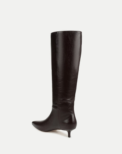 Veronica Beard | Lisa Kitten-Heel Boot in Dark Raisin Dark Raisin