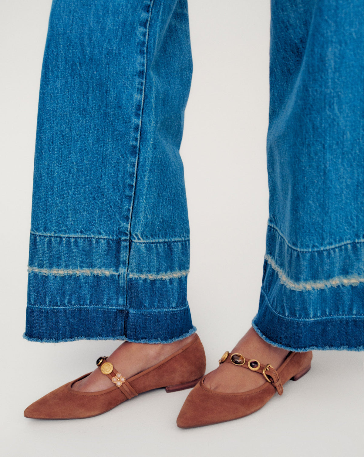 Veronica Beard | Selene Embellished Flat in Brown Hazelwood
