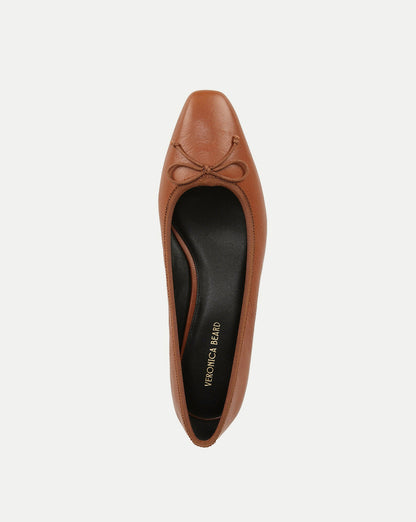 Veronica Beard | Cecile Leather Ballet Pump Caramel