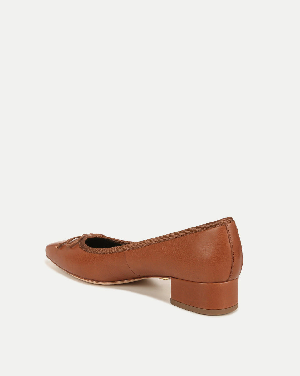 Veronica Beard | Cecile Leather Ballet Pump Caramel