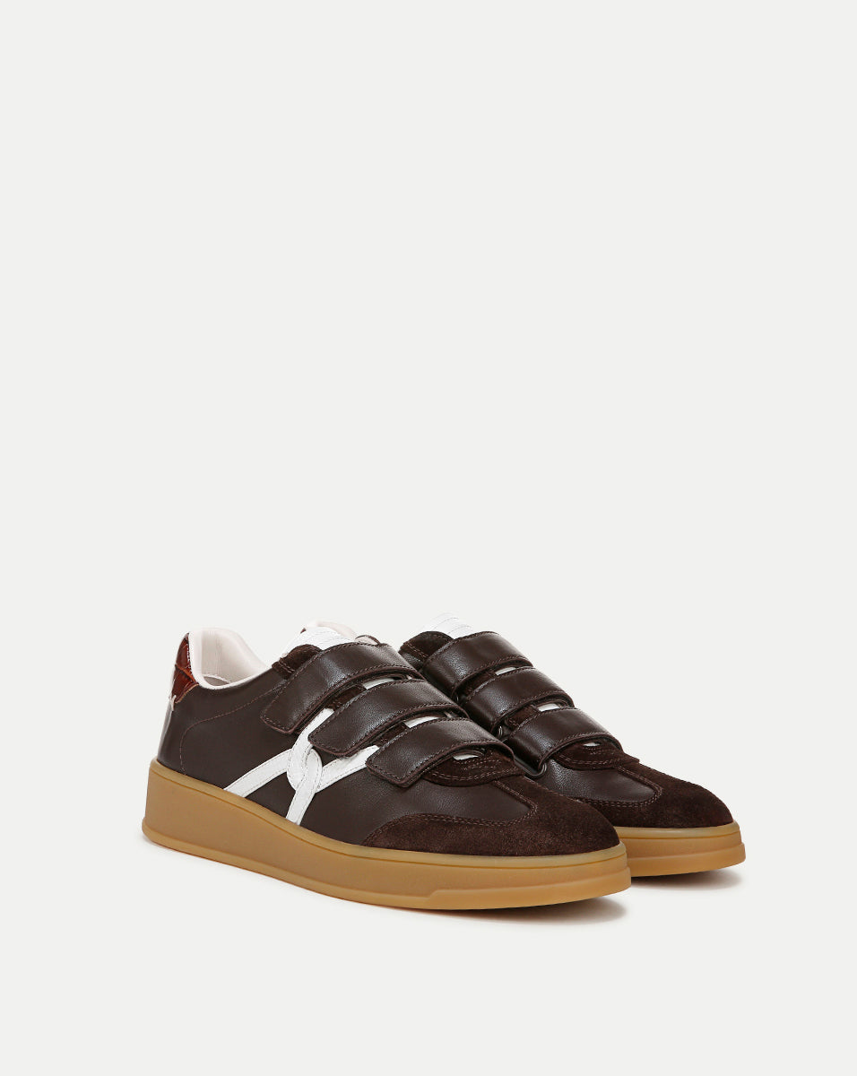 Veronica Beard | Reagan Velcro Sneaker in Espresso/White Espresso/White