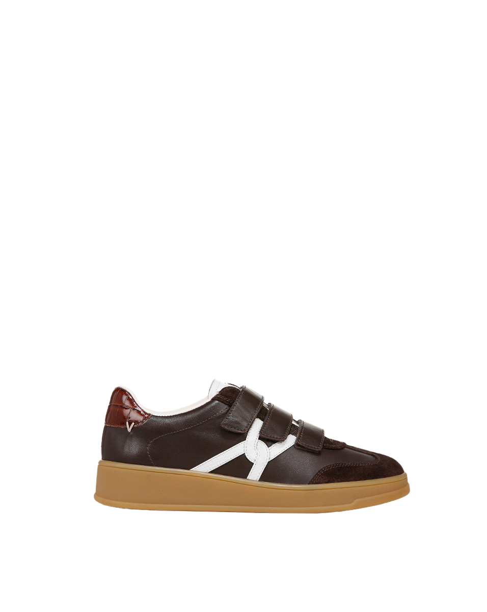 Veronica Beard | Reagan Velcro Sneaker in Espresso/White Espresso/White