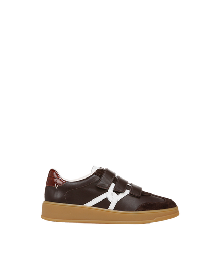 Veronica Beard | Reagan Velcro Sneaker in Espresso/White Espresso/White