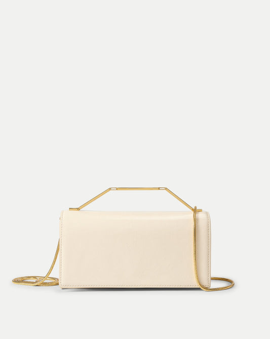 Veronica Beard | Barre Leather Clutch in Off-White Ecru Ecru