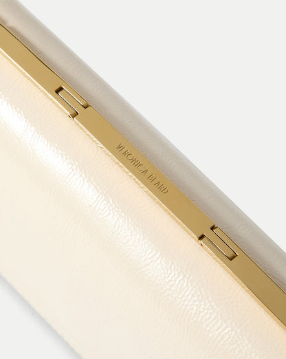 Veronica Beard | Barre Leather Clutch in Off-White Ecru Ecru