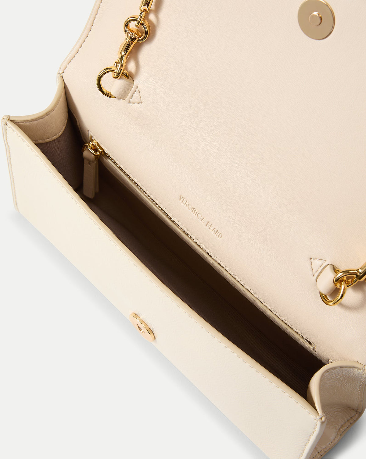 Veronica Beard | Barre Leather Clutch in Off-White Ecru Ecru