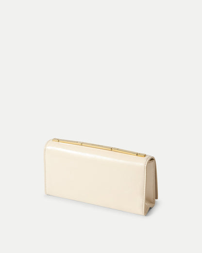 Veronica Beard | Barre Leather Clutch in Off-White Ecru Ecru
