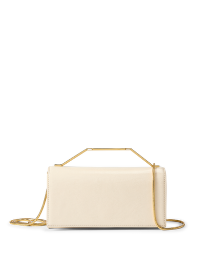 Veronica Beard | Barre Leather Clutch in Off-White Ecru Ecru