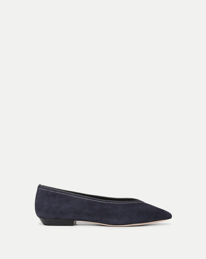 Veronica Beard | Bancroft Suede Flat in Navy Navy