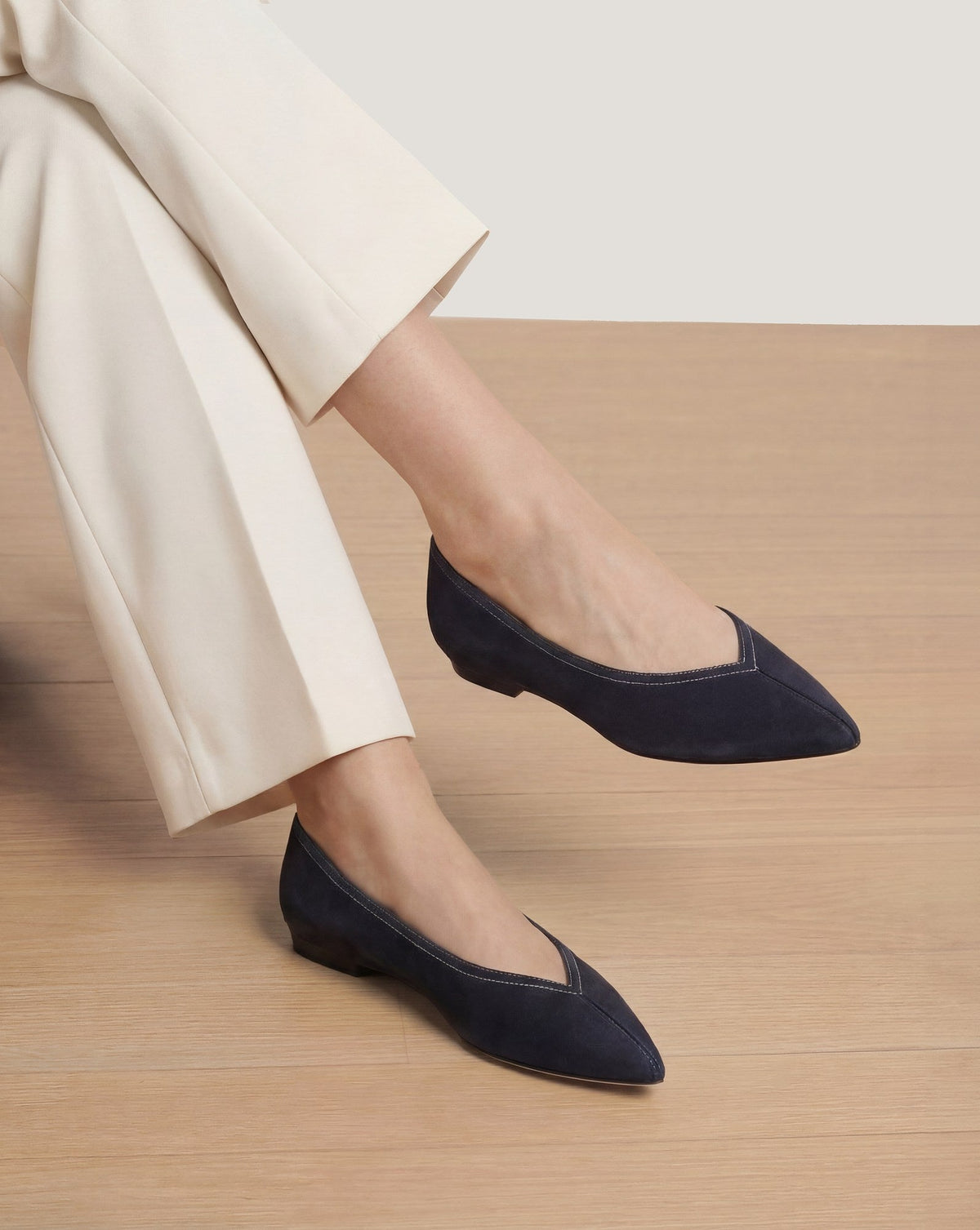 Veronica Beard | Bancroft Suede Flat in Navy Navy