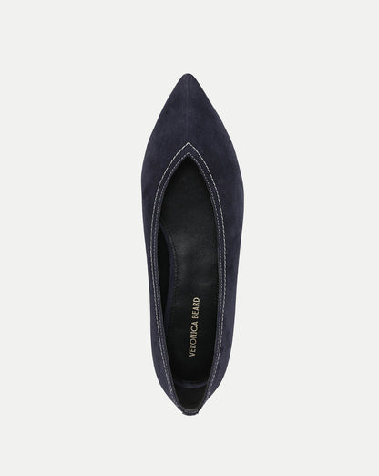Veronica Beard | Bancroft Suede Flat in Navy Navy