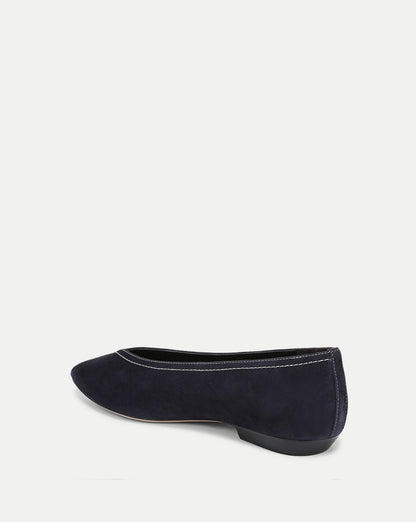 Veronica Beard | Bancroft Suede Flat in Navy Navy