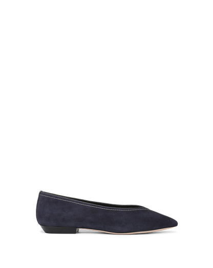 Veronica Beard | Bancroft Suede Flat in Navy Navy