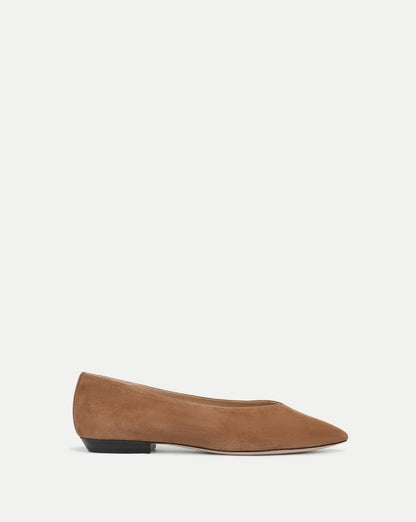 Veronica Beard | Bancroft Suede Flat in Chestnut Chestnut