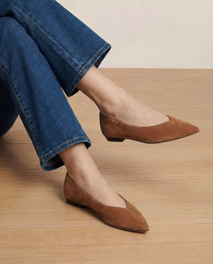 Veronica Beard | Bancroft Suede Flat in Chestnut Chestnut