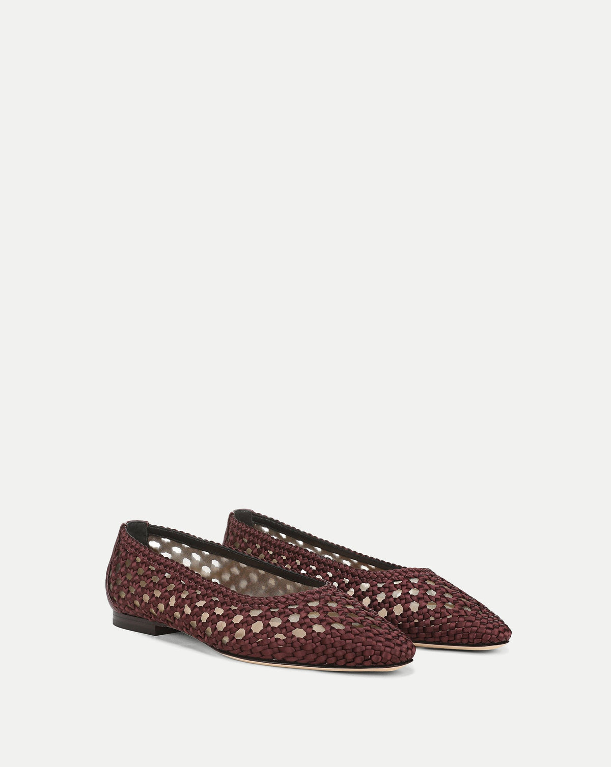 Veronica Beard | Cienna Woven Satin Ballet Flat in Burgundy Pinot Noir Pinot Noir