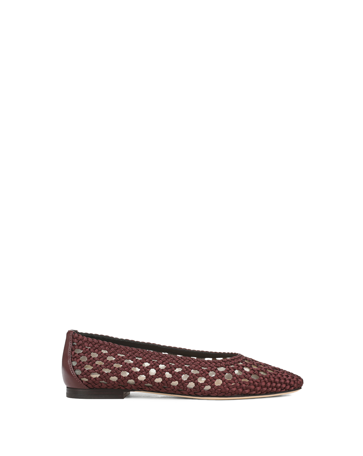 Veronica Beard | Cienna Woven Satin Ballet Flat in Burgundy Pinot Noir Pinot Noir