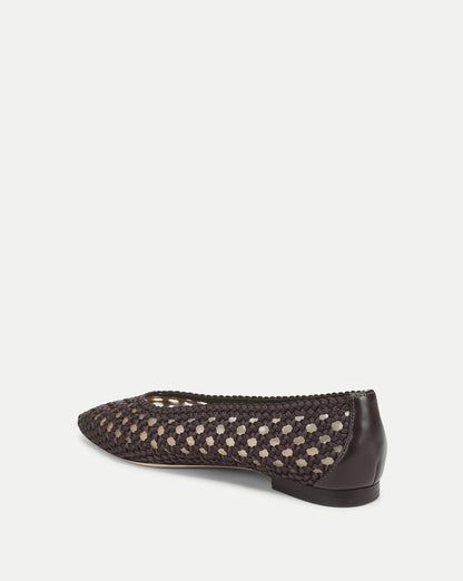 Veronica Beard | Cienna Woven Satin Flat in Espresso Brown Espresso