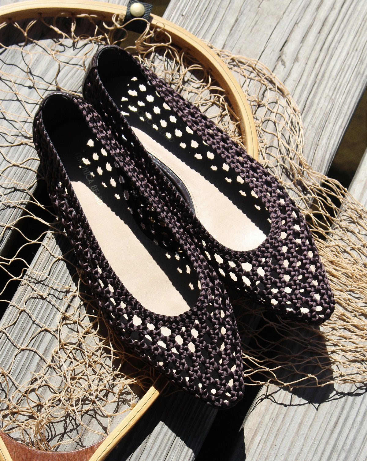 Veronica Beard | Cienna Woven Satin Flat in Espresso Brown Espresso