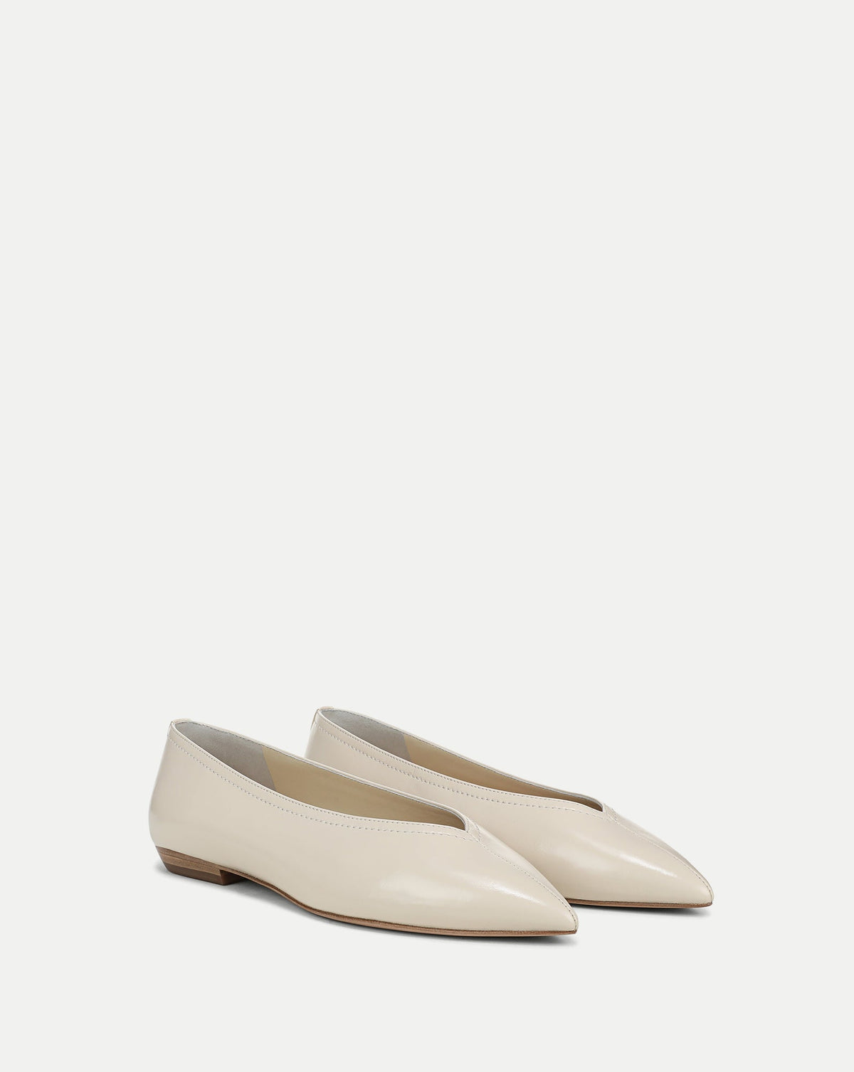 Veronica Beard | Bancroft Leather Ballet Flat in White Limestone Ivory