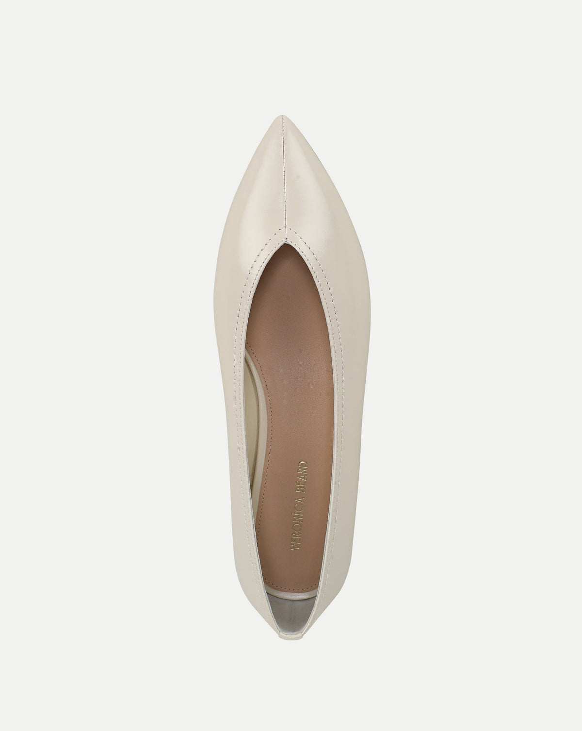 Veronica Beard | Bancroft Leather Ballet Flat in White Limestone Ivory