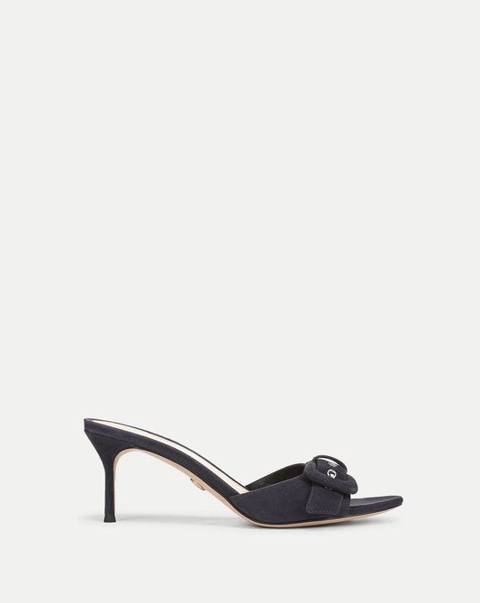 Veronica Beard | Tia Buckle Sandal in Navy Suede Navy