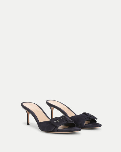 Veronica Beard | Tia Buckle Sandal in Navy Suede Navy