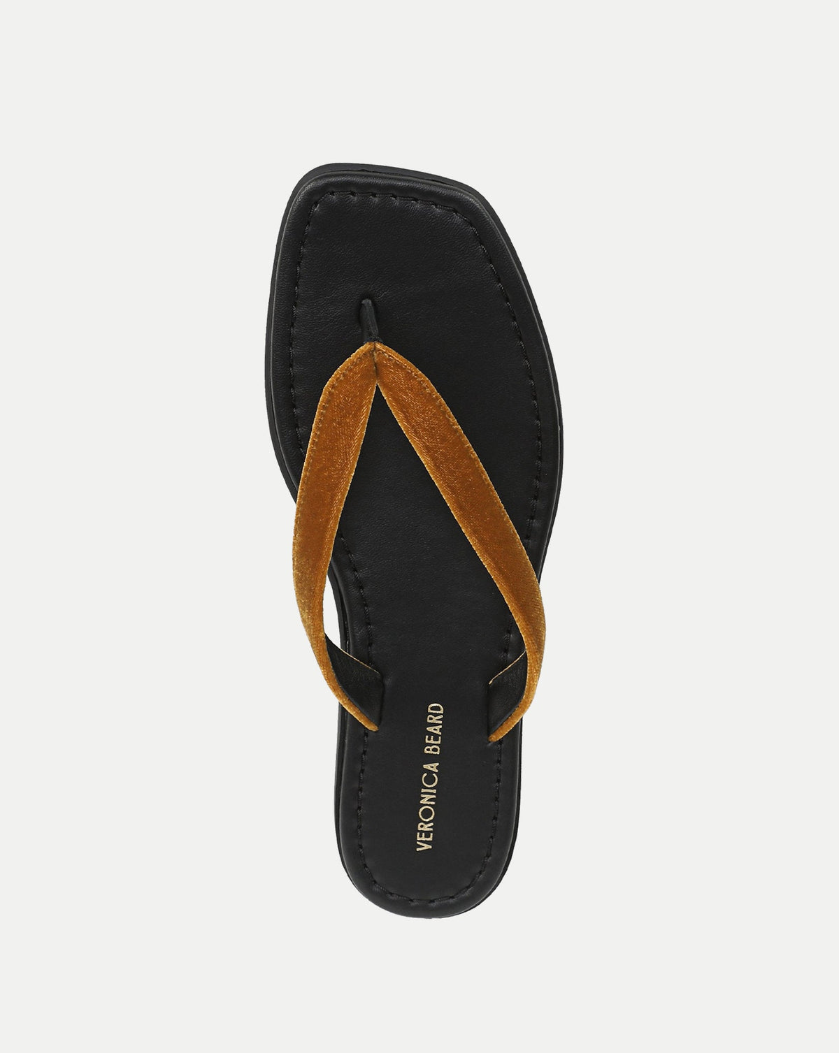 Veronica Beard | Clea Velvet Flip-Flop Sandal in Mustard Yellow Mustard Yellow