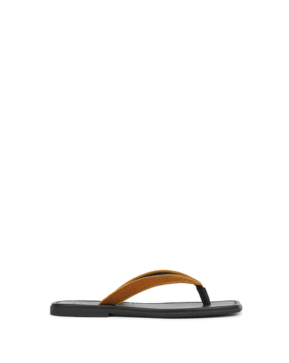 Veronica Beard | Clea Velvet Flip-Flop Sandal in Mustard Yellow Mustard Yellow