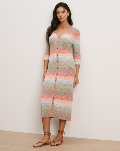 Veronica Beard | Tavielle Knit Midi Dress in Orange Flame/Mustard Multi Orange Flame/Mustard Multi