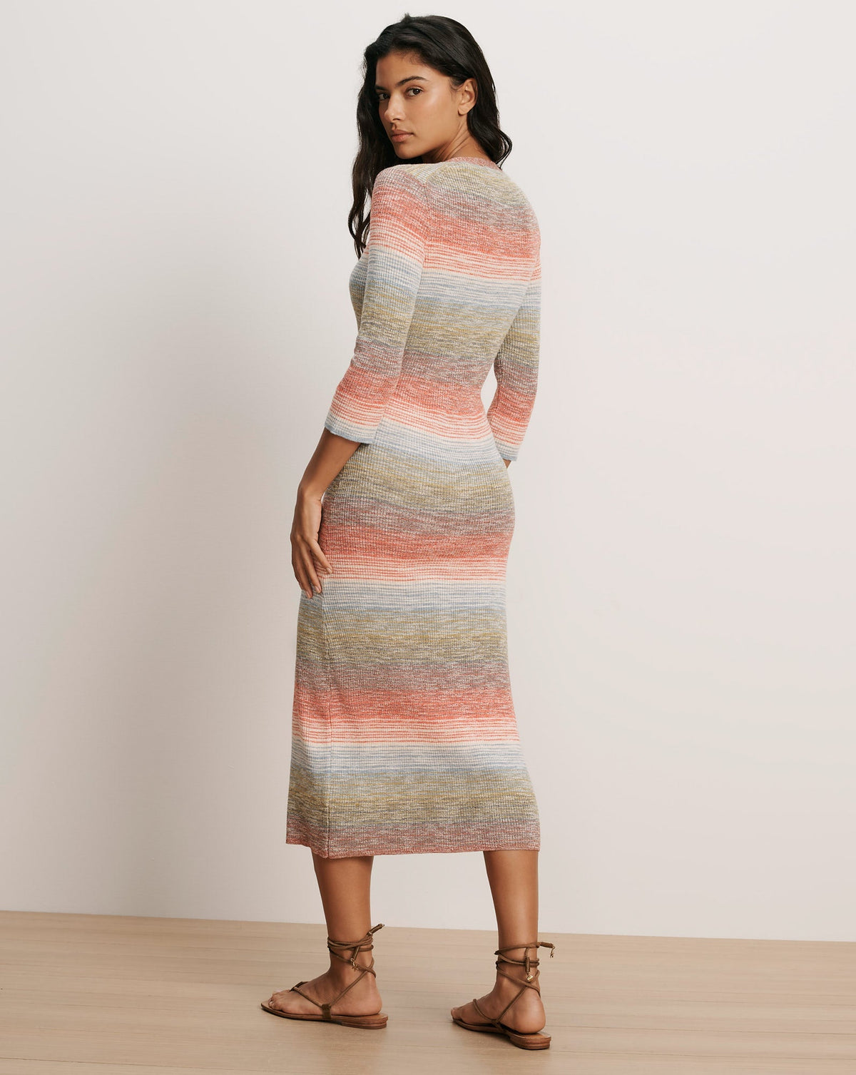 Veronica Beard | Tavielle Knit Midi Dress in Orange Flame/Mustard Multi Orange Flame/Mustard Multi