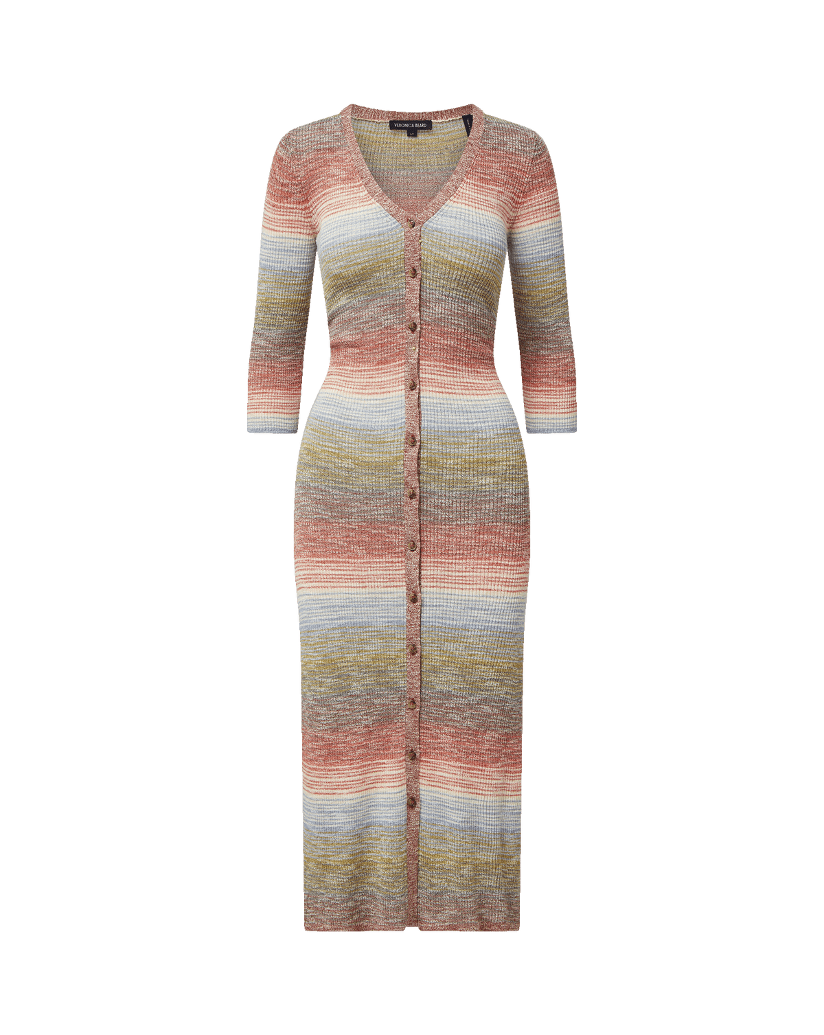 Veronica Beard | Tavielle Knit Midi Dress in Orange Flame/Mustard Multi Orange Flame/Mustard Multi