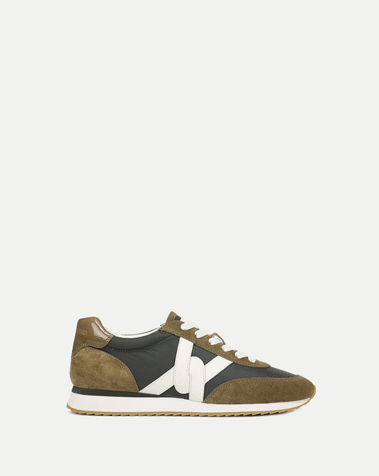 Veronica Beard | Penrose Sneaker in Green Suede & Grey Nylon Loden/Fennel Loden/Fennel