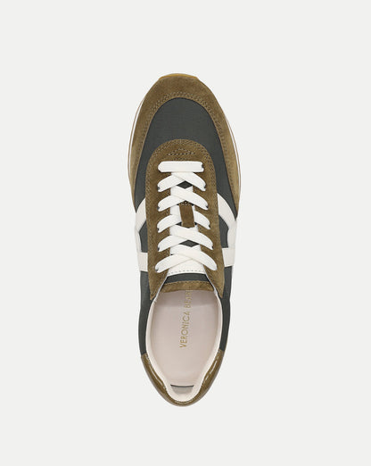 Veronica Beard | Penrose Sneaker in Green Suede & Grey Nylon Loden/Fennel Loden/Fennel