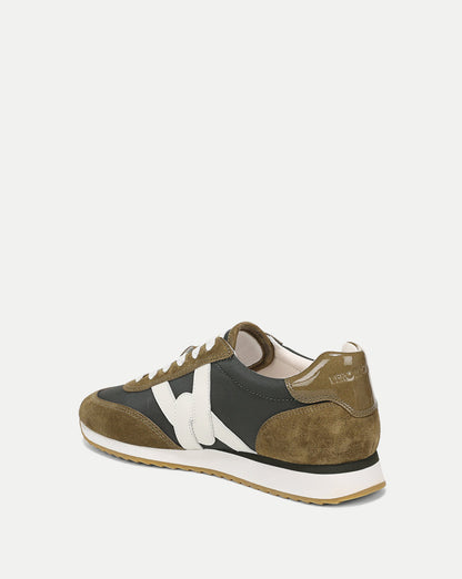 Veronica Beard | Penrose Sneaker in Green Suede & Grey Nylon Loden/Fennel Loden/Fennel
