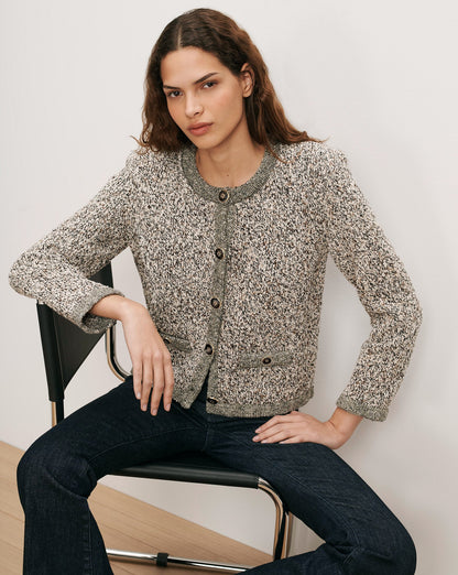 Veronica Beard | Rexton Cardigan in Speckled Off-White Dove Multi Dove White Multi