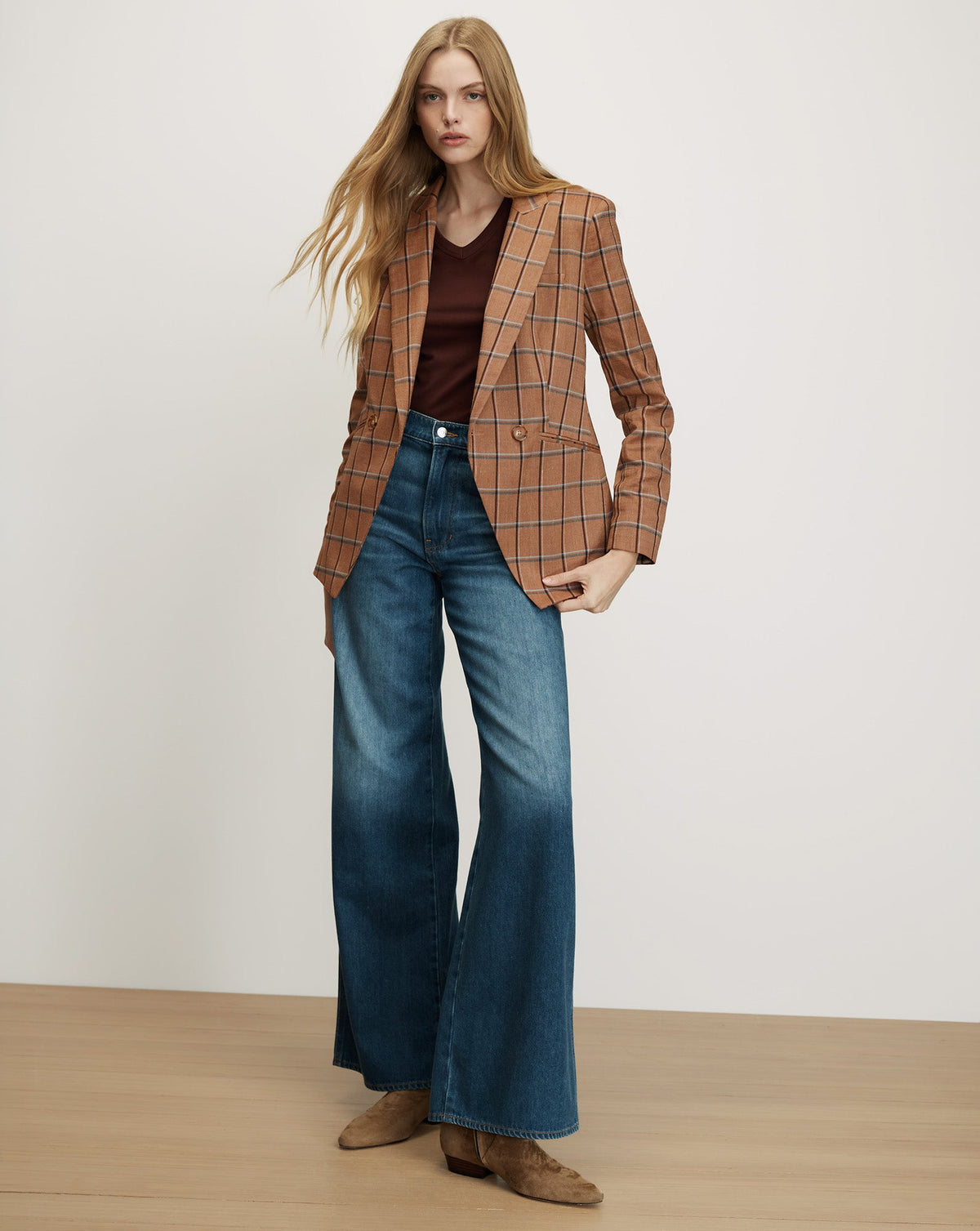 Veronica Beard | Rickie Plaid Dickey Jacket in Brown Ochre Multi Ochre Multi