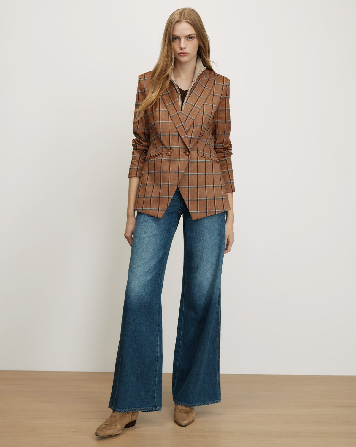 Veronica Beard | Rickie Plaid Dickey Jacket in Brown Ochre Multi Ochre Multi