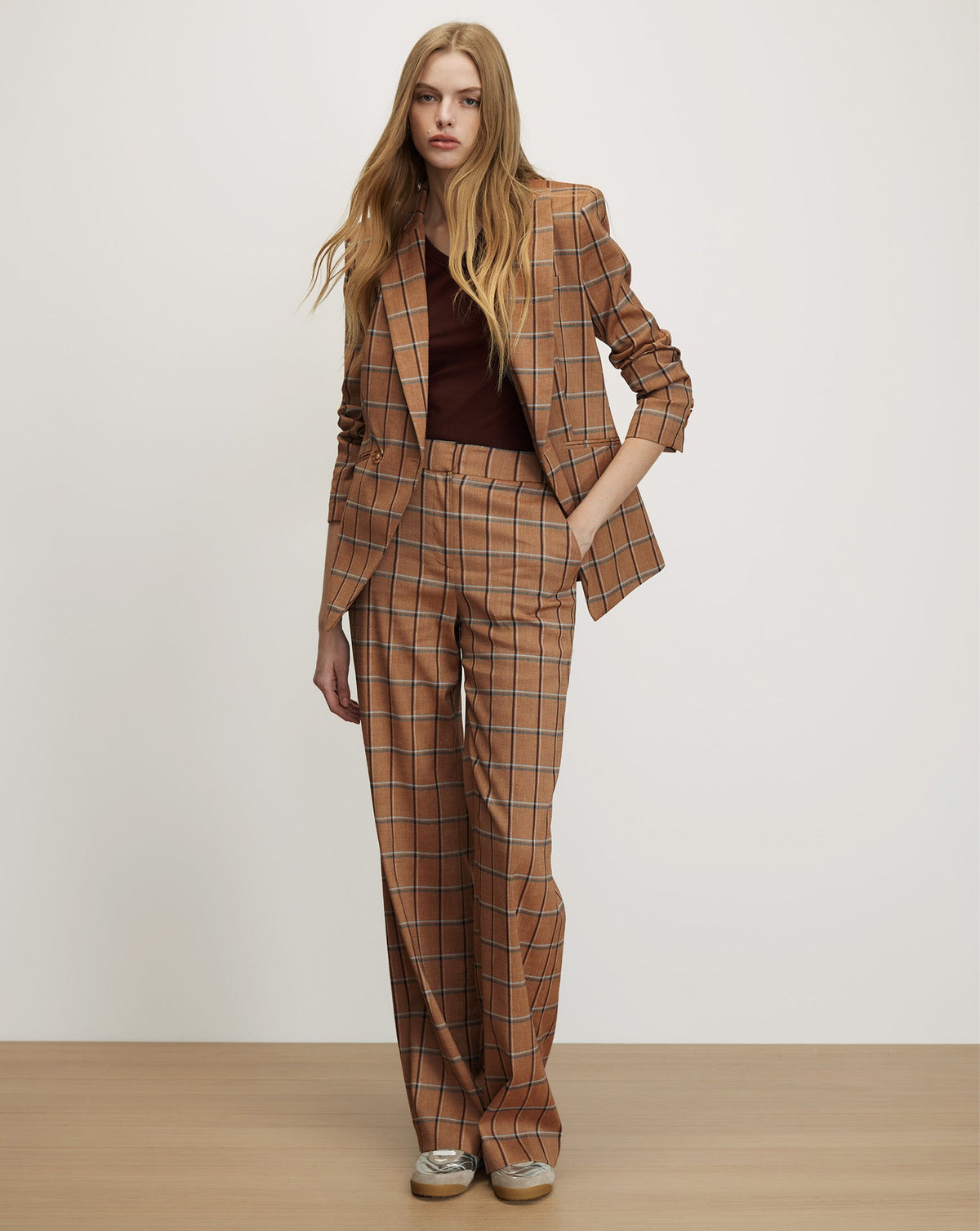 Veronica Beard | Rickie Plaid Dickey Jacket in Brown Ochre Multi Ochre Multi