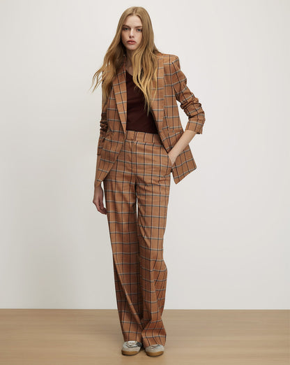 Veronica Beard | Rickie Plaid Dickey Jacket in Brown Ochre Multi Ochre Multi