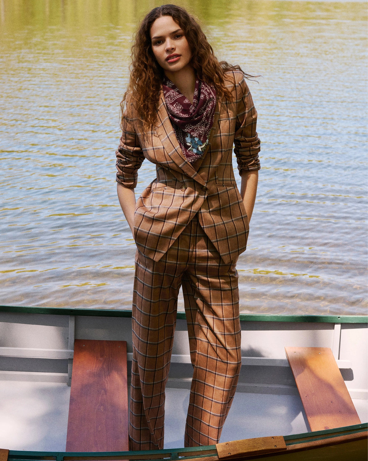 Veronica Beard | Rickie Plaid Dickey Jacket in Brown Ochre Multi Ochre Multi