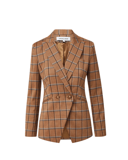 Veronica Beard | Rickie Plaid Dickey Jacket in Brown Ochre Multi Ochre Multi