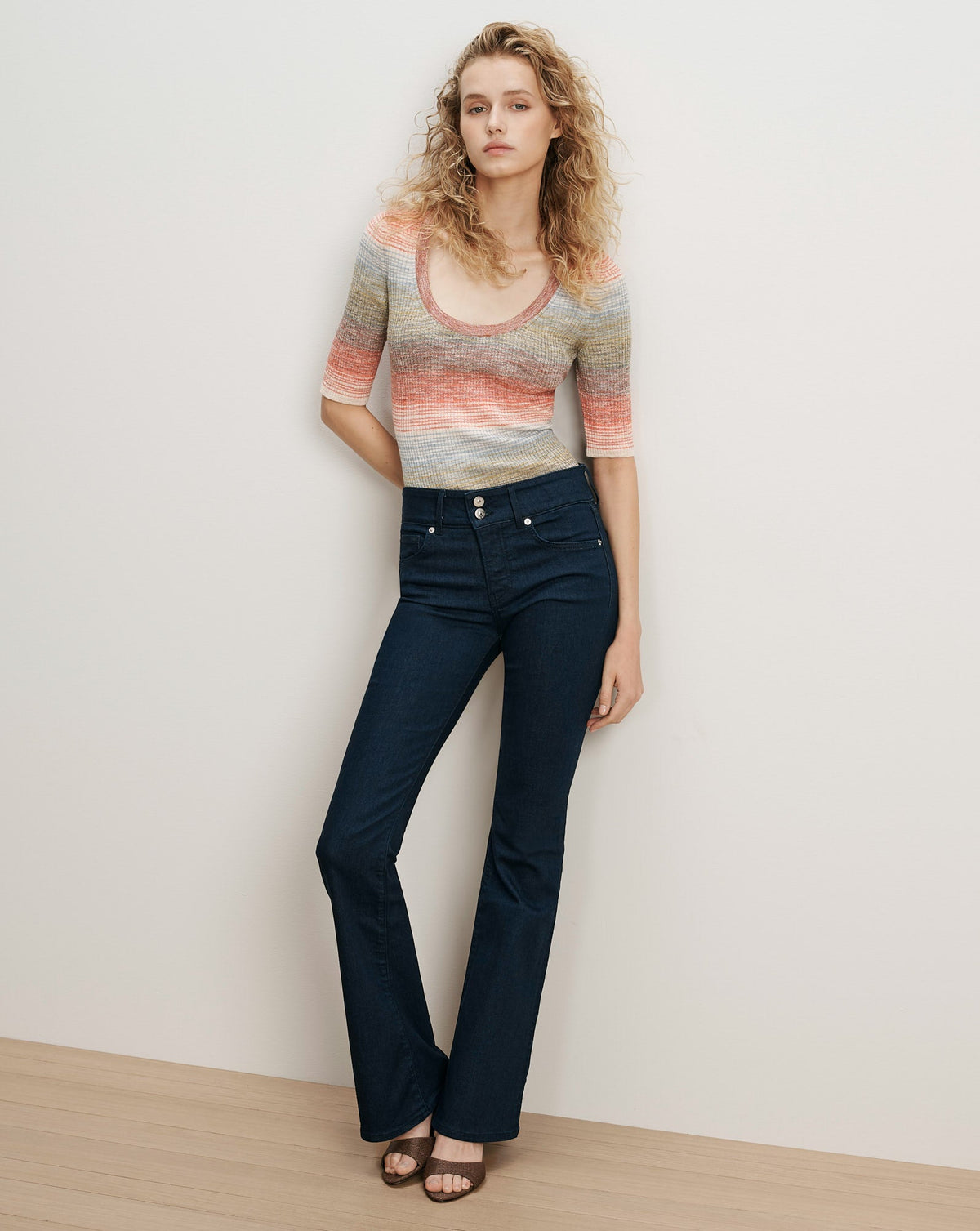 Veronica Beard | Archibald Knit Pullover in Orange Flame/Mustard Multi Orange Flame/Mustard Multi
