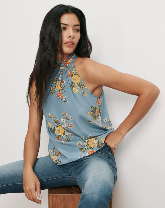 Veronica Beard | Kovi Floral Halter Top in Blue River Multi Blue River Multi