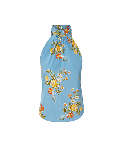 Veronica Beard | Kovi Floral Halter Top in Blue River Multi Blue River Multi