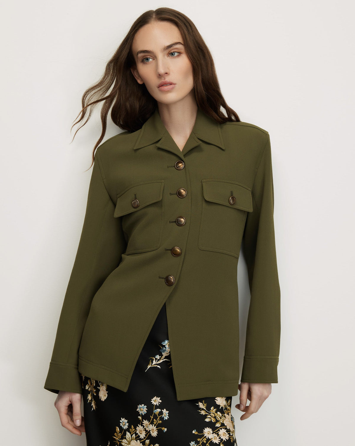 Veronica Beard | Molyneux Tailored Utility Jacket in Dark Green Loden Loden