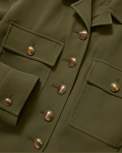 Veronica Beard | Molyneux Tailored Utility Jacket in Dark Green Loden Loden