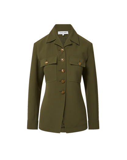 Veronica Beard | Molyneux Tailored Utility Jacket in Dark Green Loden Loden