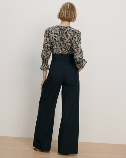 Veronica Beard | Ashlynn Paisley Blouse in Navy Multi Navy Multi